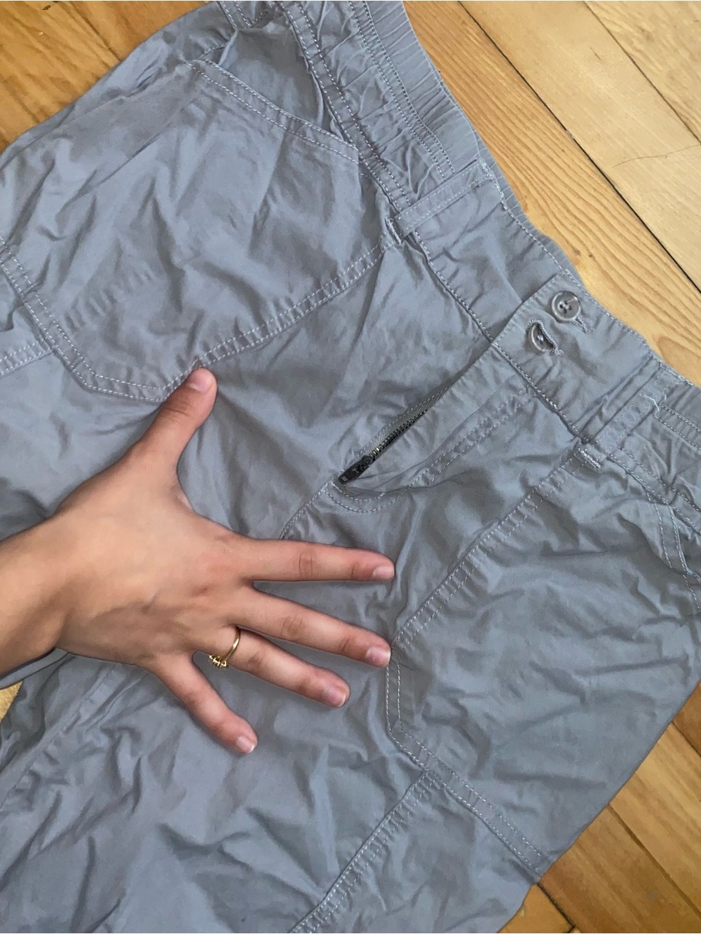 Light Gray Cargo Skirt with Zip Pocket